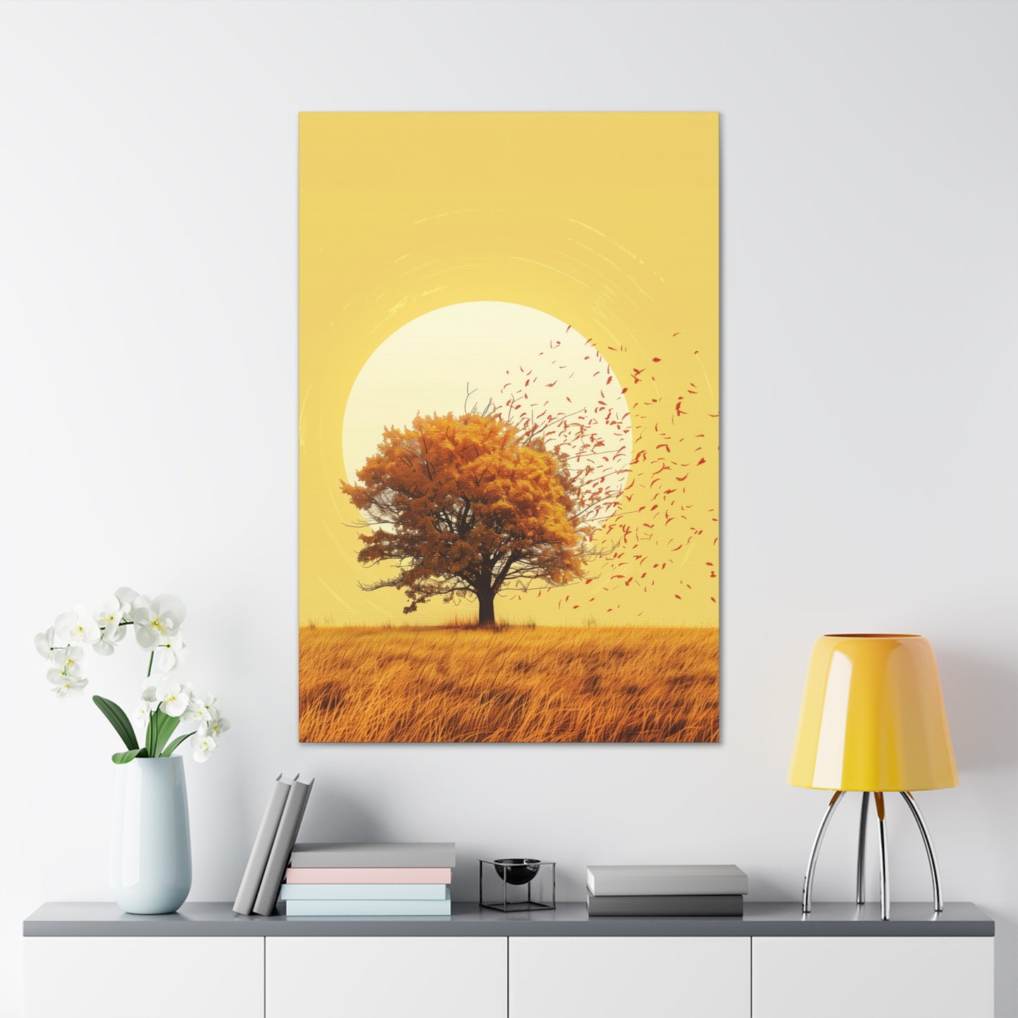 Tree in a Golden Sunset Digital Illustration Canvas Gallery Wraps