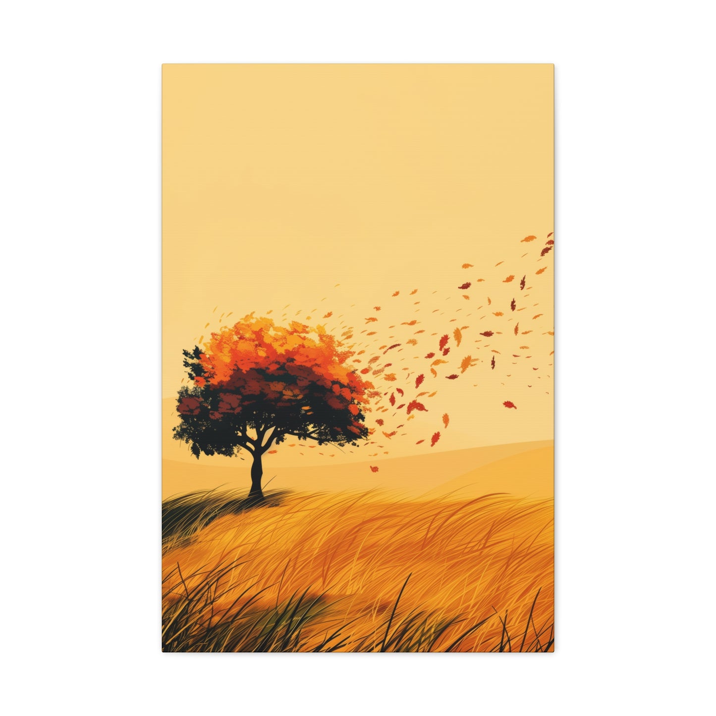 Tree in a Golden Sunset Digital Illustration Canvas Gallery Wraps