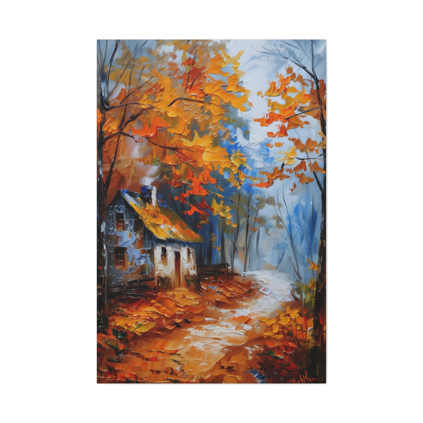 Old House Near the Road Through Autumn Forest - Leonid Afremov Oil Painting Canvas Gallery Wraps