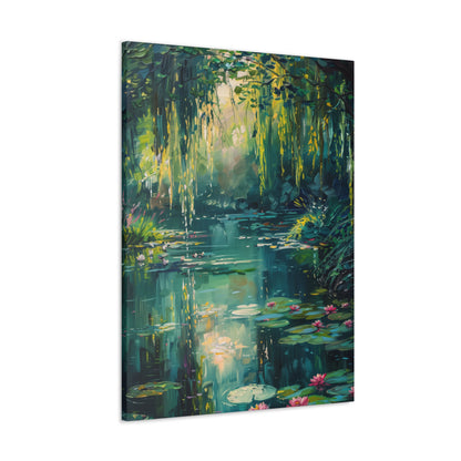 Pond in a Forest - Claude Monet Style Digital Print Canvas Gallery Wraps