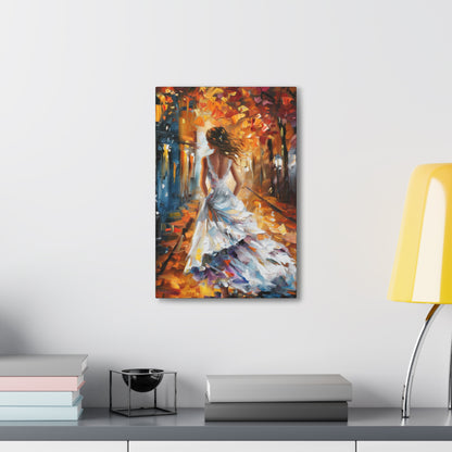 bride walking in street - Leonid Afremov Style Digital Print Canvas Gallery Wraps