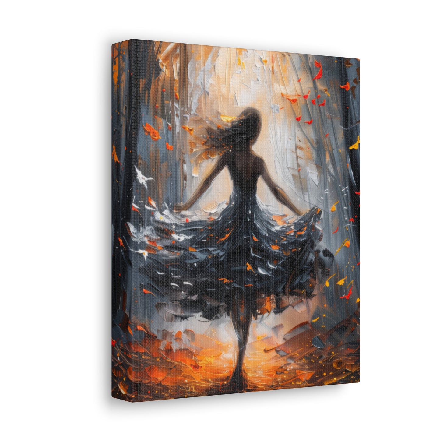 girl dancing in Autumn Forest Digital Oil Painting Print Canvas Gallery Wraps