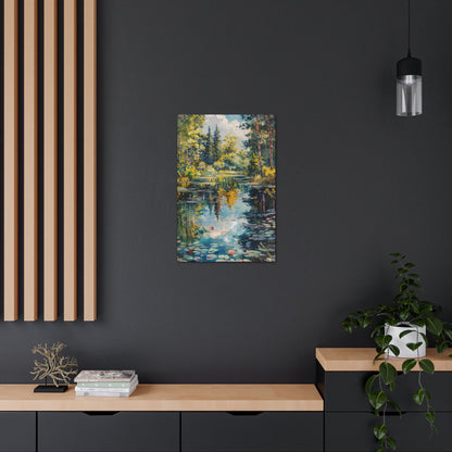 Pond in a Forest - Claude Monet Style Digital Print Canvas Gallery Wraps