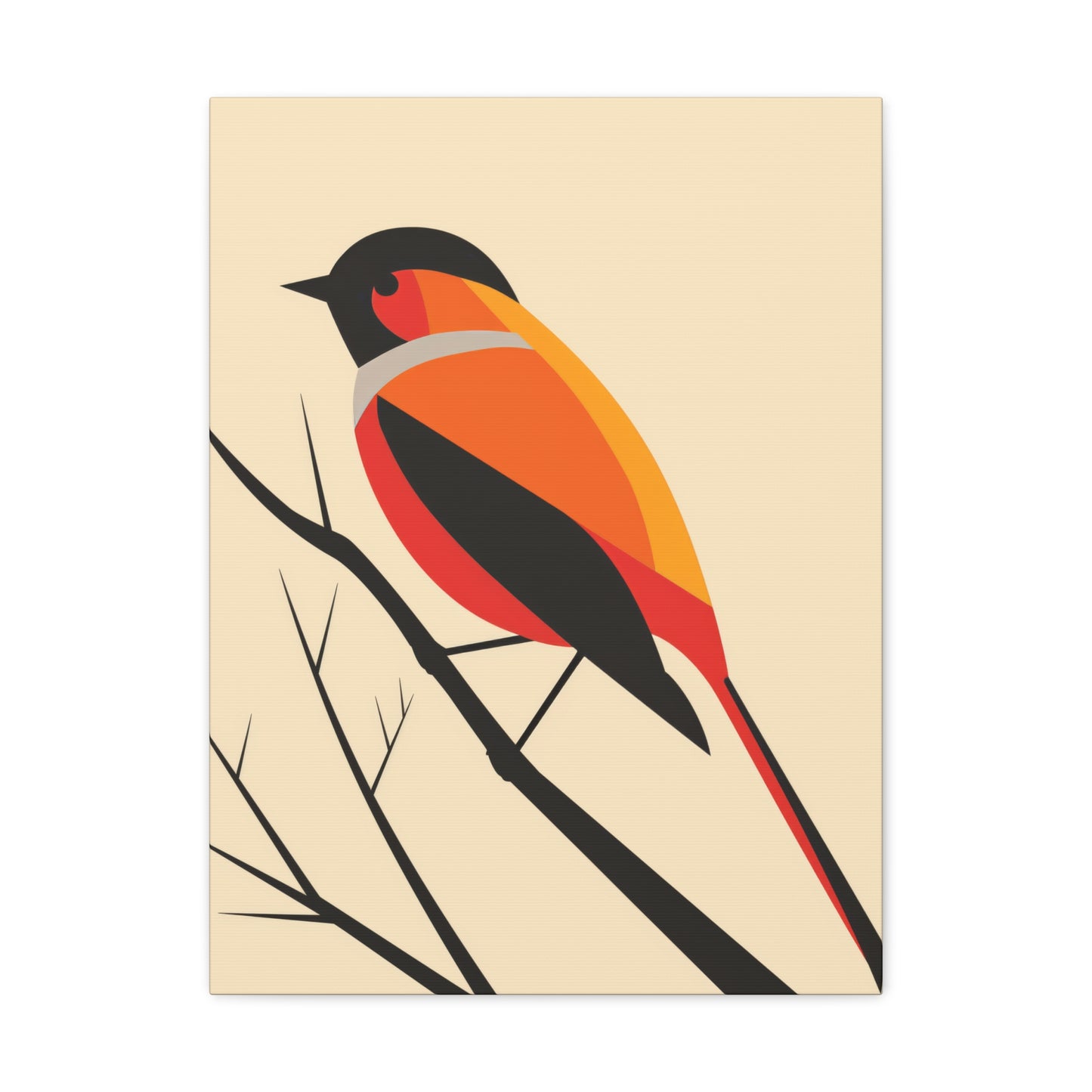 Bird siting on a tree branch Digital Illustration Canvas Gallery Wraps