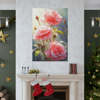 Rose Flowers - Watercolor Painting Digital Illustration Canvas Gallery Wraps