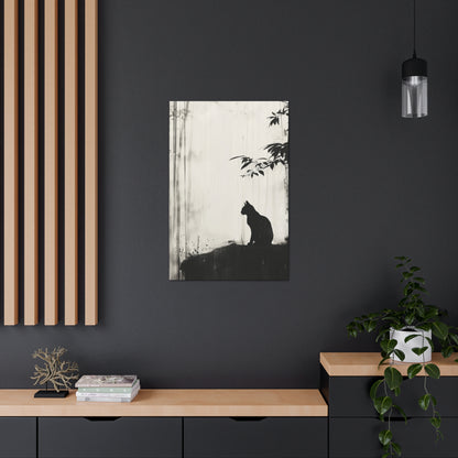 Black Cat Digital Illustration Canvas Gallery Wraps