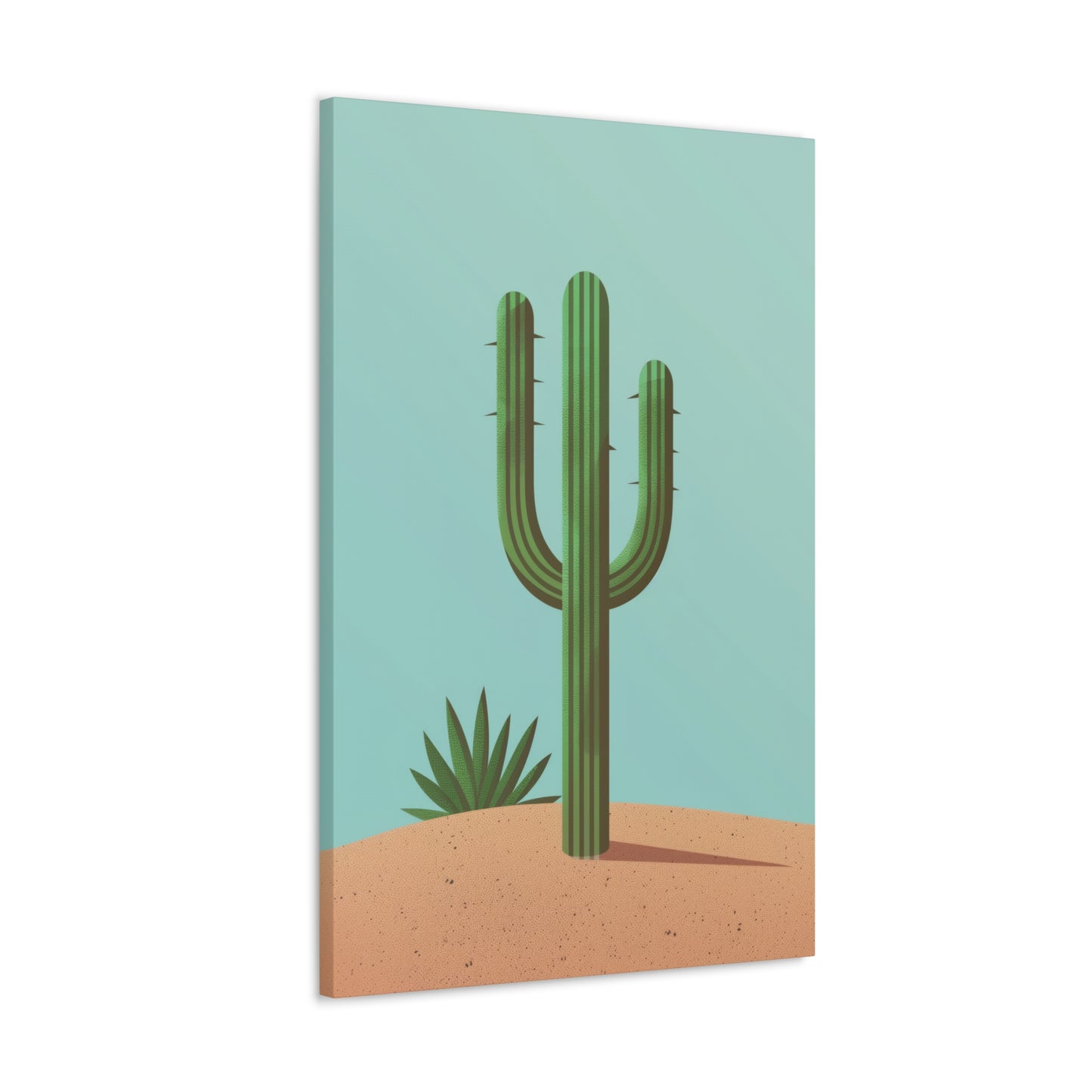 Saguaro Cactus in Desert - Illustration Canvas Gallery Wraps