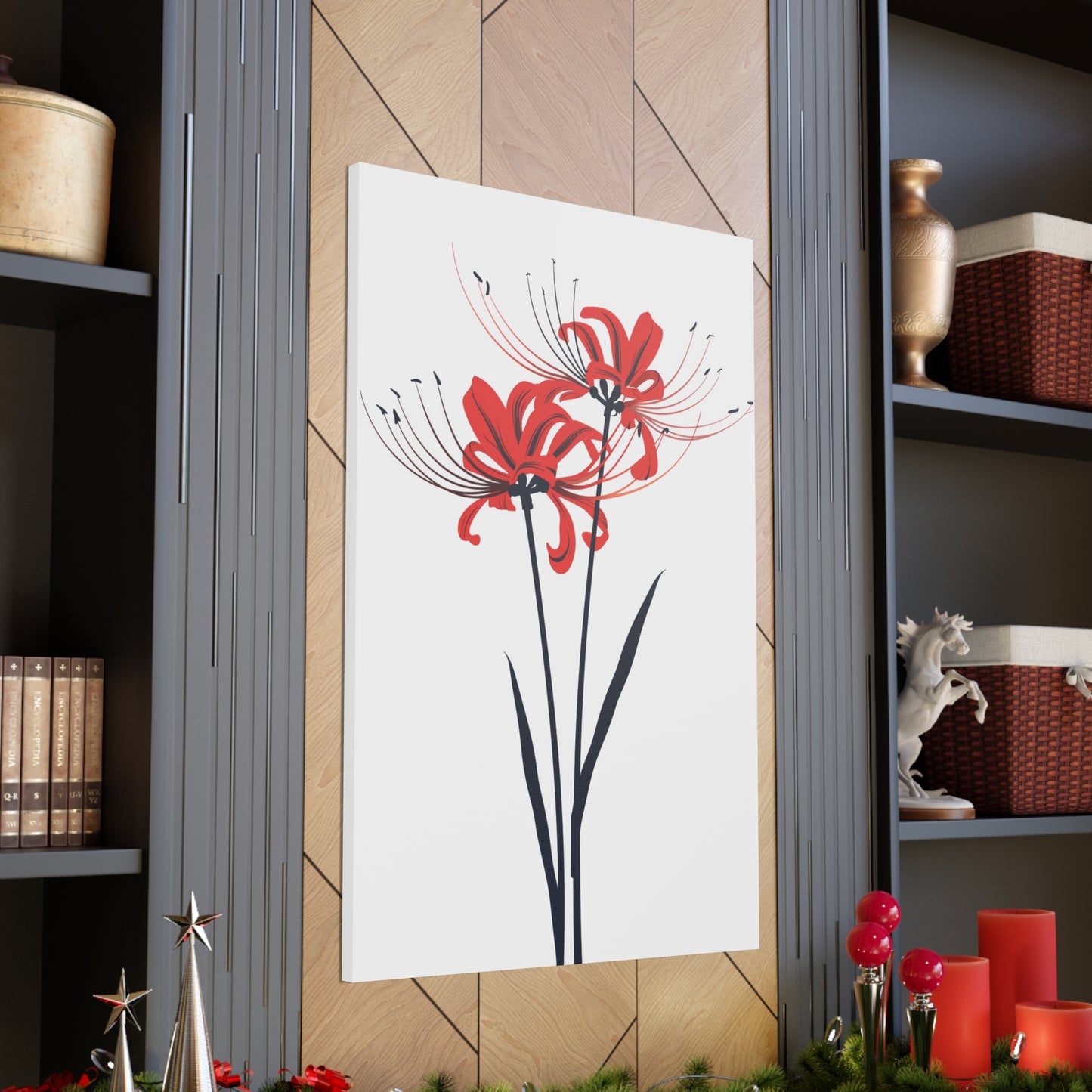 Red Spider Lily Flower Digital Illustration Canvas Gallery Wraps