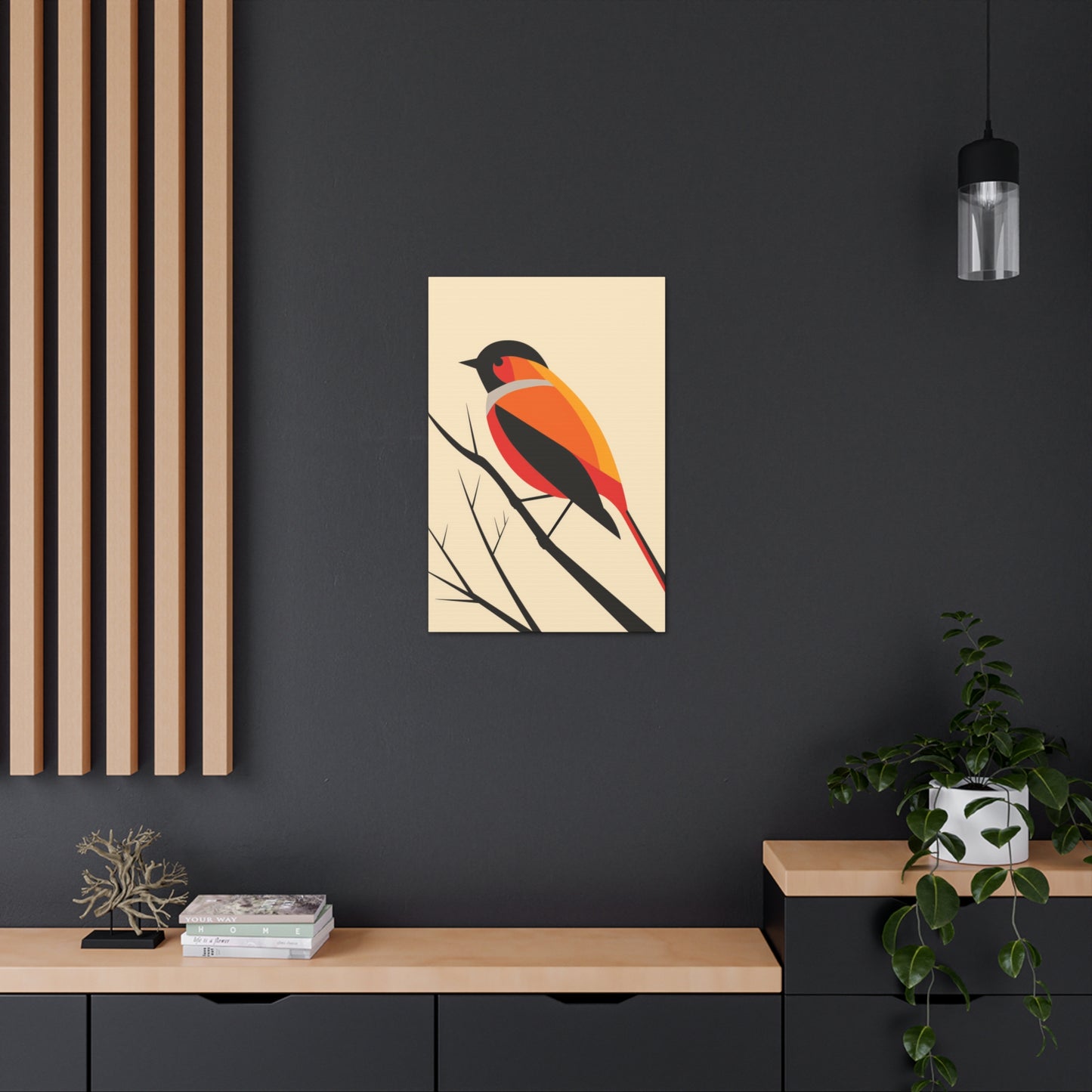 Bird siting on a tree branch Digital Illustration Canvas Gallery Wraps