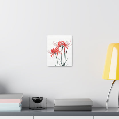 Red Spider Lily Flower Digital Illustration Canvas Gallery Wraps