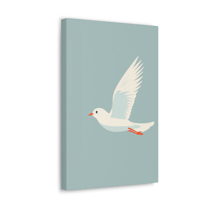 White Dove Flying Digital Illustration Canvas Gallery Wraps