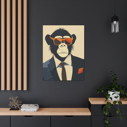 Ape Wearing Suite and Sunglasses Digital Illustration Canvas Gallery Wraps