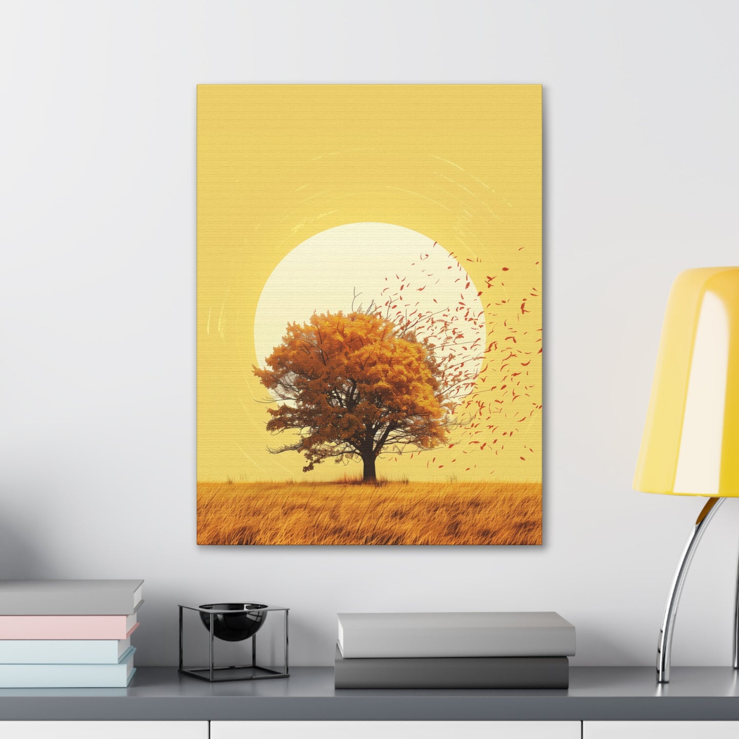 Tree in a Golden Sunset Digital Illustration Canvas Gallery Wraps