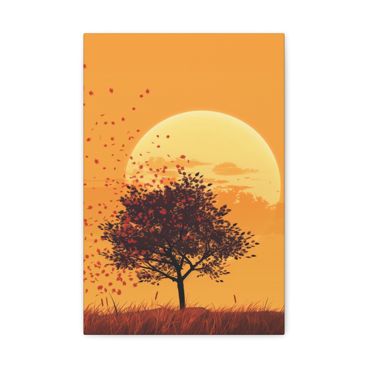 Tree in a Golden Sunset Digital Illustration Canvas Gallery Wraps