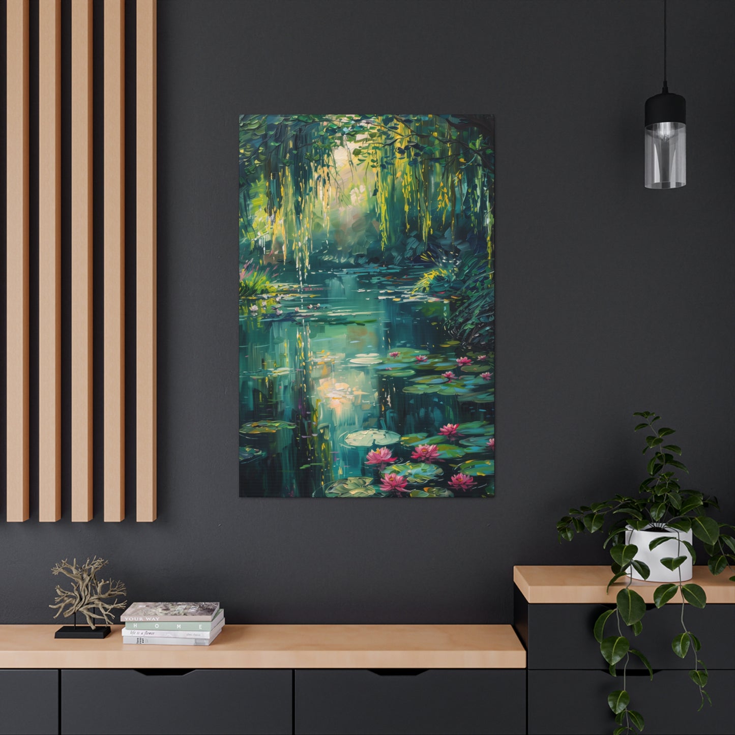 Pond in a Forest - Claude Monet Style Digital Print Canvas Gallery Wraps