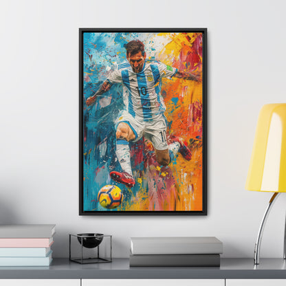 Lionel Messi Playing with Argentina T-Shirt - Canvas Print