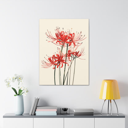 Red Spider Lily Flower Digital Illustration Canvas Gallery Wraps