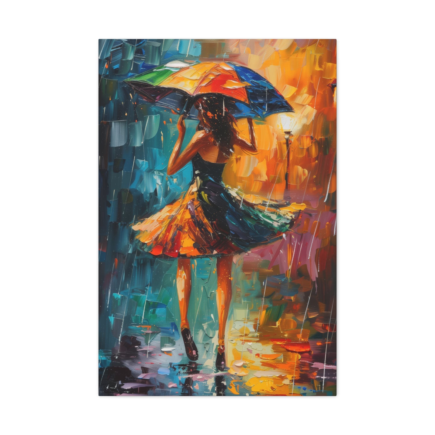 Walking in the Rain - Leonid Afremov Style Digital Print Canvas Gallery Wraps