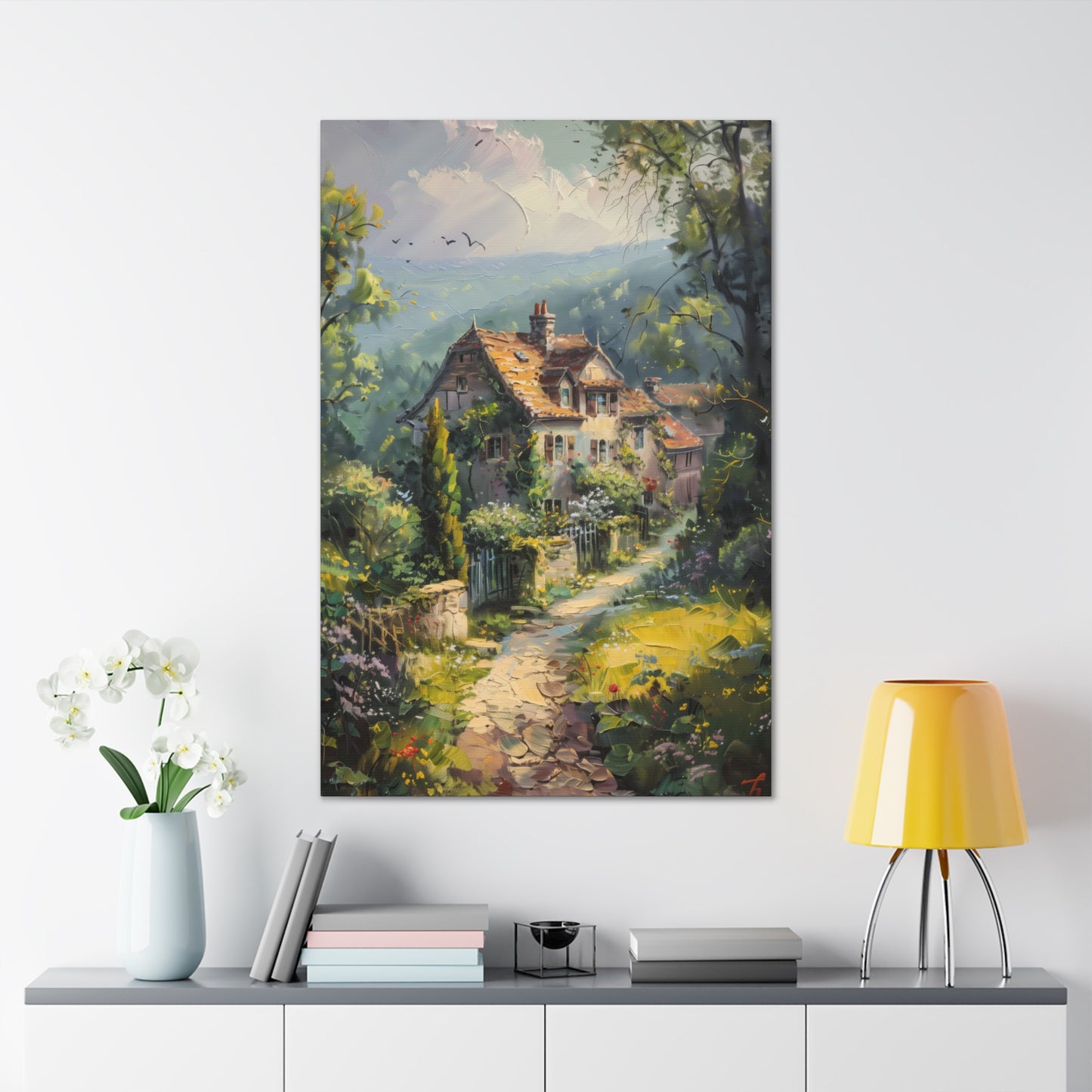 old house in countryside vintage Digital Oil Painting Print Canvas Gallery Wraps