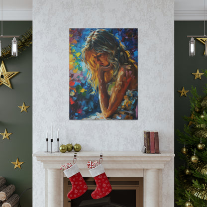 Cute Girl - Leonid Afremov Style Digital Oil Painting Canvas Gallery Wraps