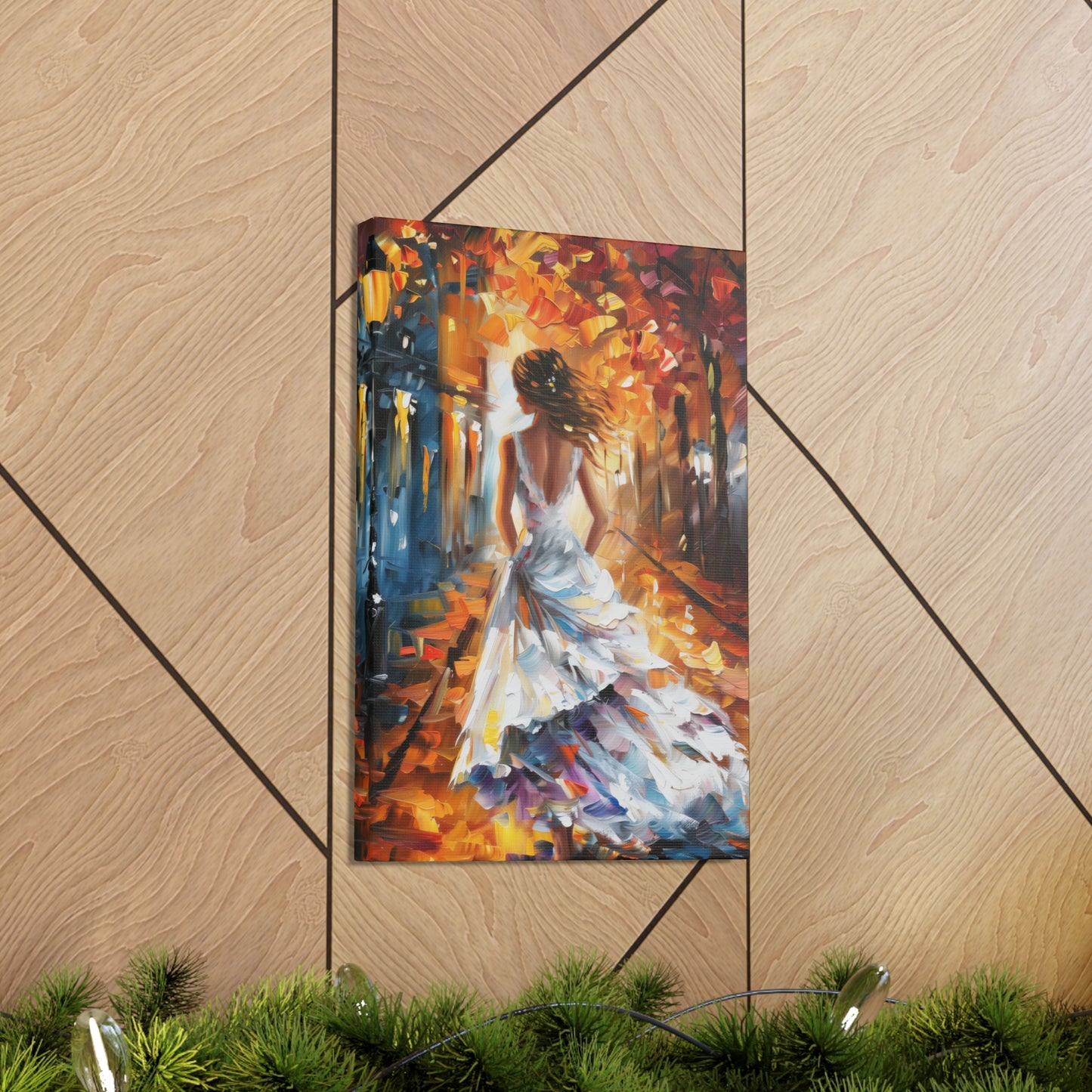 bride walking in street - Leonid Afremov Style Digital Print Canvas Gallery Wraps