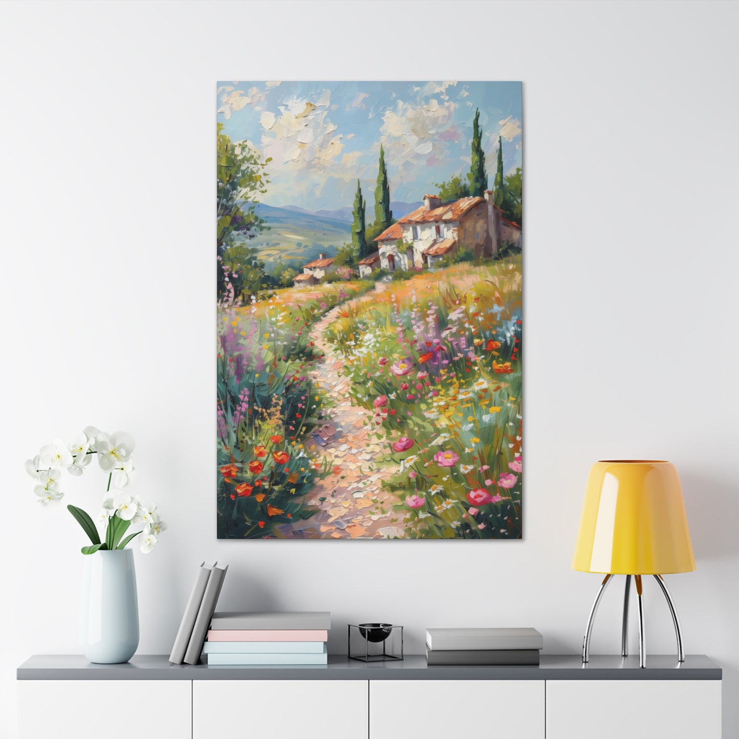 countryside house with garden in medieval times Digital Oil Painting Print Canvas Gallery Wraps