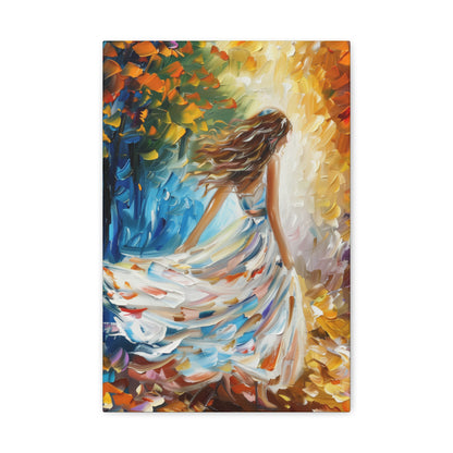 bride walking in street - Leonid Afremov Style Digital Print Canvas Gallery Wraps