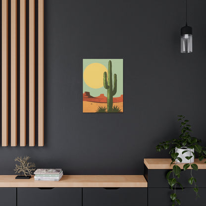 Saguaro Cactus in Desert - Illustration Canvas Gallery Wraps