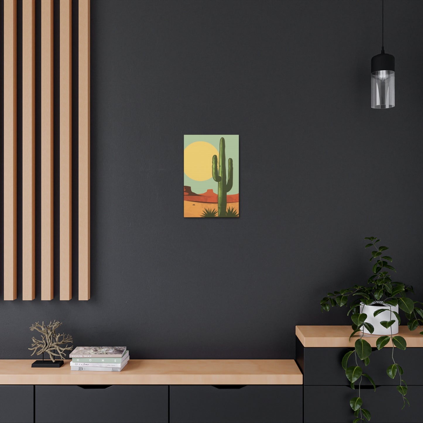 Saguaro Cactus in Desert - Illustration Canvas Gallery Wraps