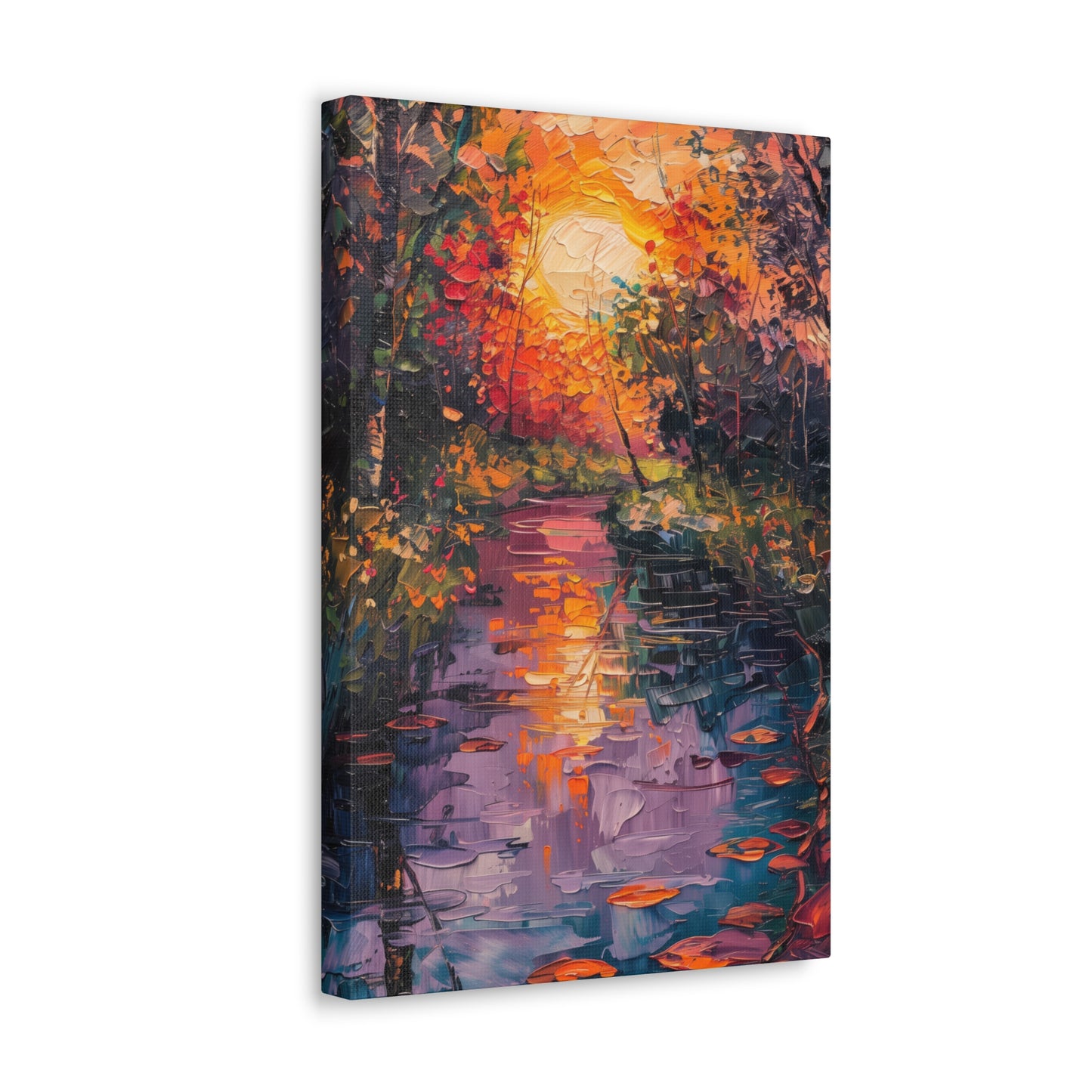 Pond in a Forest - Claude Monet Style Digital Print Canvas Gallery Wraps