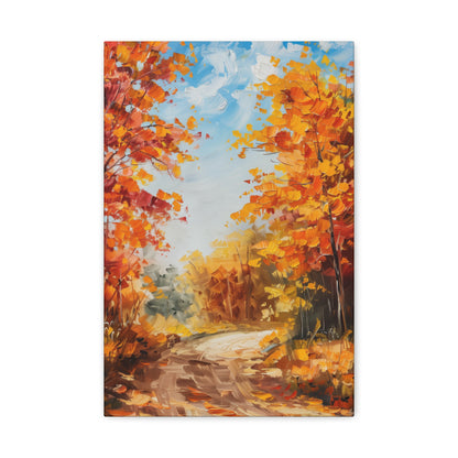 Road Through Autumn Forest - Leonid Afremov Style Oil Painting Canvas Gallery Wraps