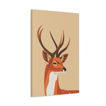 Deer with Antlers Digital Illustration Canvas Gallery Wraps