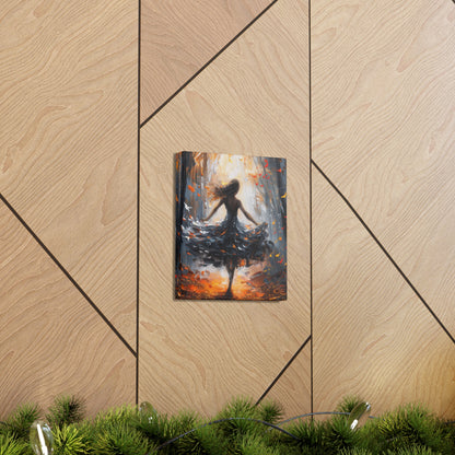 girl dancing in Autumn Forest Digital Oil Painting Print Canvas Gallery Wraps