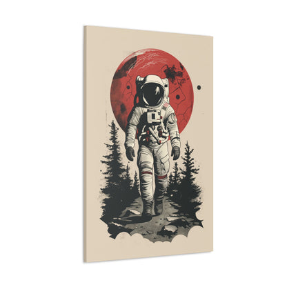 Cosmic Journey: Astronaut Walking  - Digital Illustration Canvas Gallery Wrap