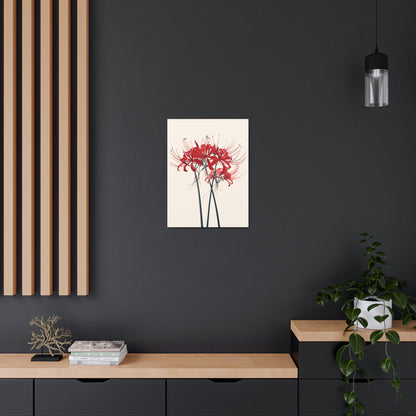 Red Spider Lily Flower Digital Illustration Canvas Gallery Wraps