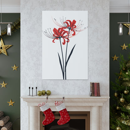 Red Spider Lily Flower Digital Illustration Canvas Gallery Wraps