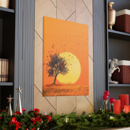 Tree in a Golden Sunset Digital Illustration Canvas Gallery Wraps