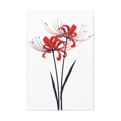 Red Spider Lily Flower Digital Illustration Canvas Gallery Wraps