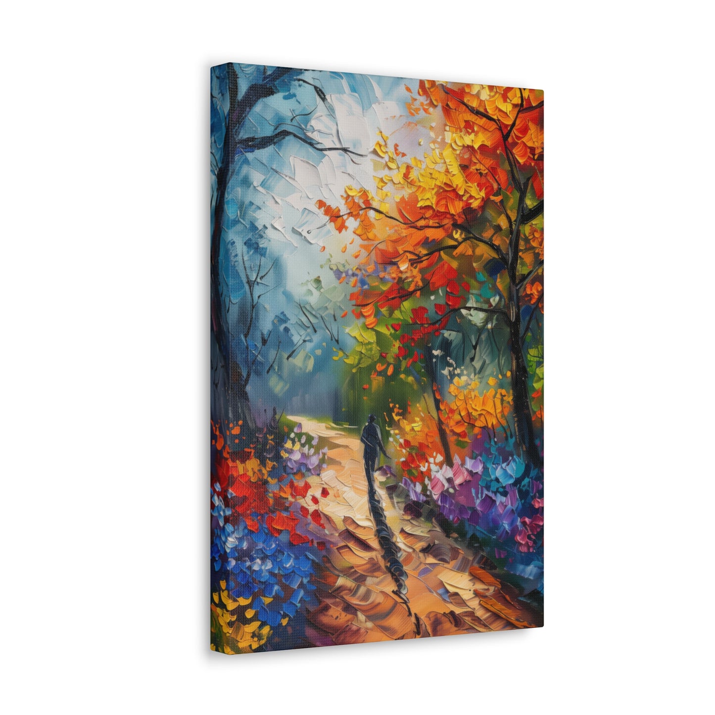 Person Running Through Autumn Forest - Leonid Afremov Oil Painting Canvas Gallery Wraps