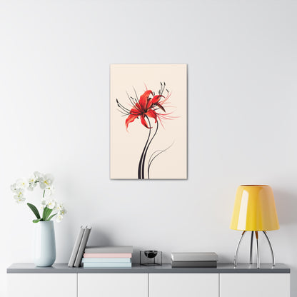 Red Spider Lily Flower Digital Illustration Canvas Gallery Wraps