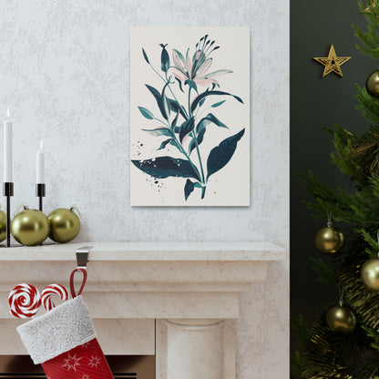 Lily Plant with Flowers - Illustration Canvas Gallery Wraps