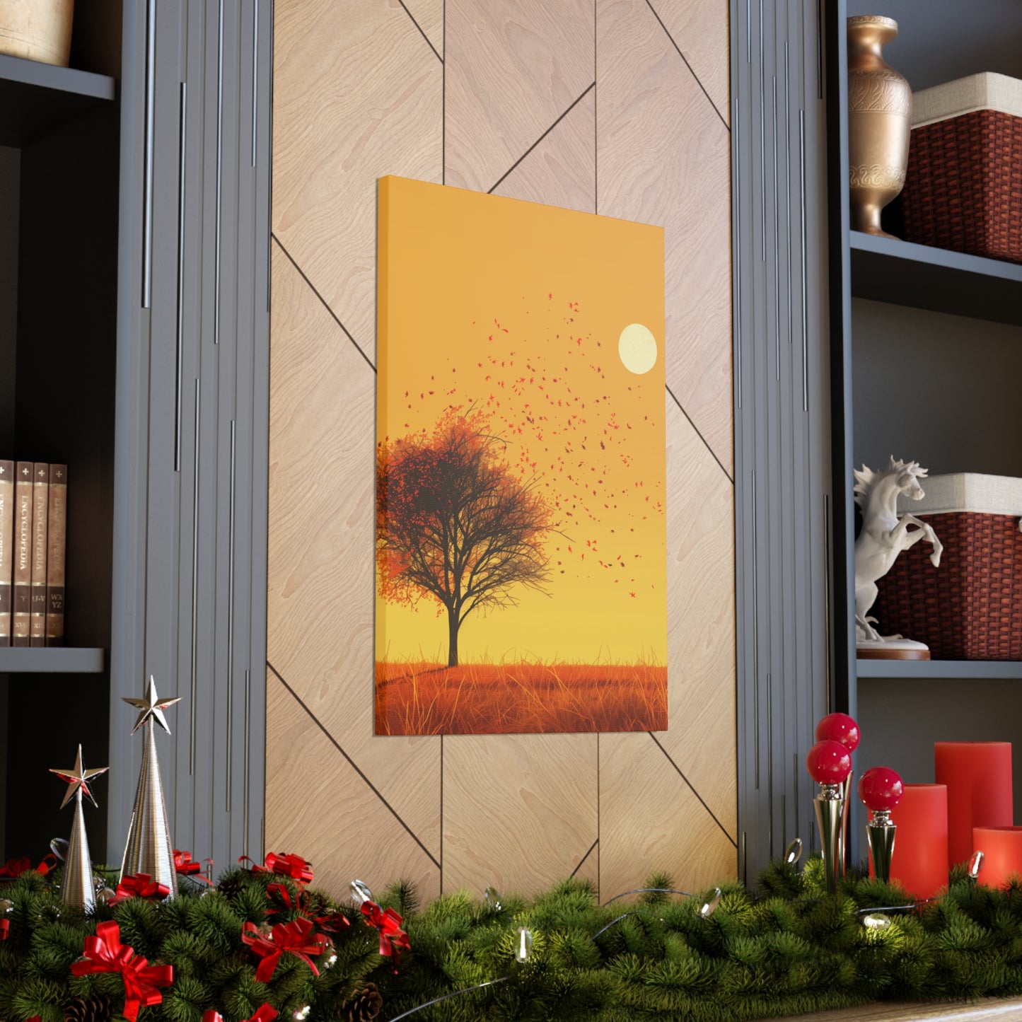 Tree in a Golden Sunset Digital Illustration Canvas Gallery Wraps