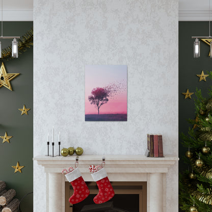 Tree in a Purple Sunset Digital Illustration Canvas Gallery Wraps