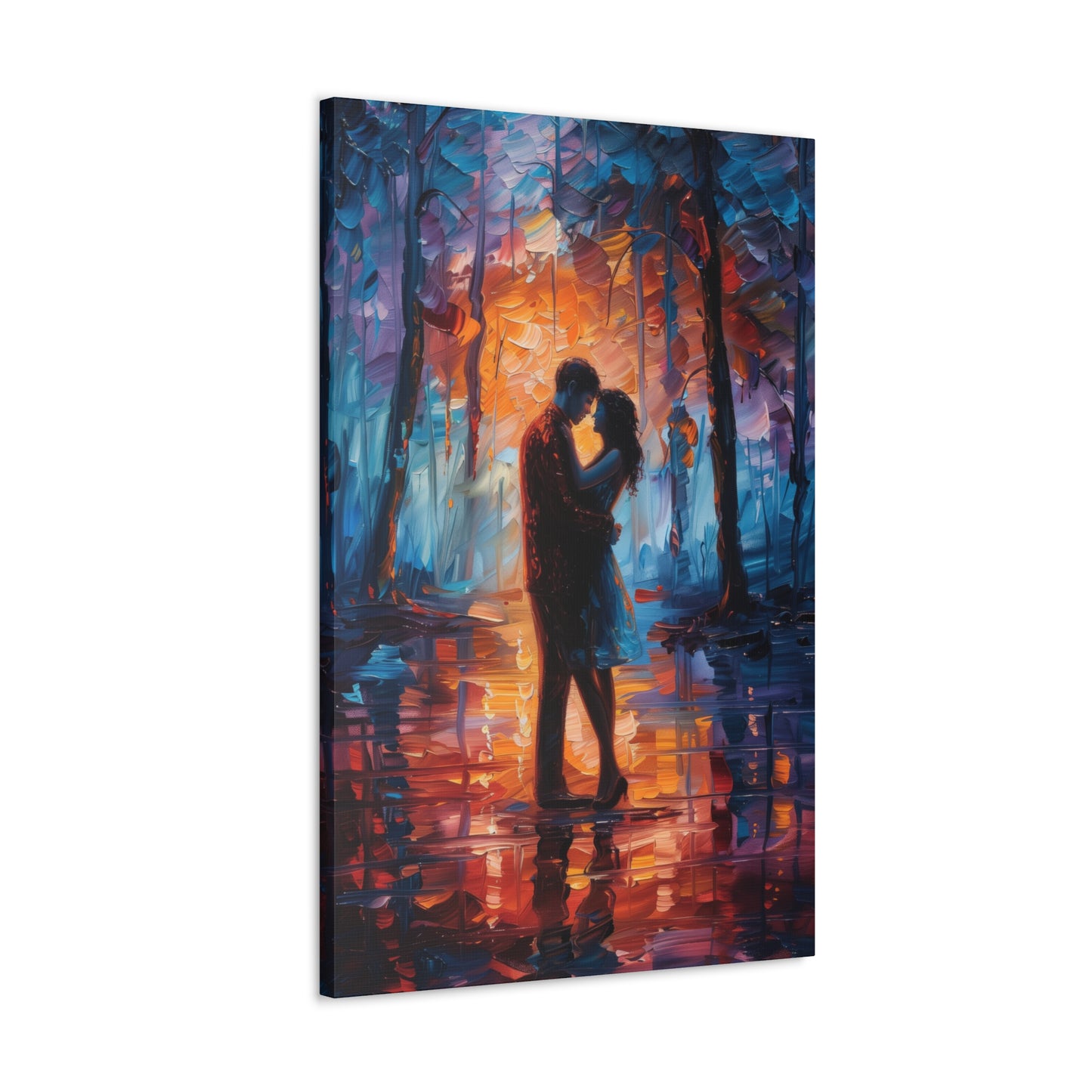 Couple - Leonid Afremov Style Digital Oil Painting Canvas Gallery Wraps