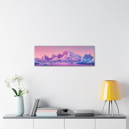 Snowy Mountain Evening - Digital Landscape Illustration Panorama Canvas Gallery Wraps