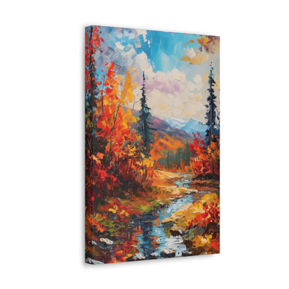 A River flows through autumn forest - Leonid Afremov Style Digital Print Canvas Gallery Wraps