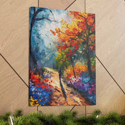 Person Running Through Autumn Forest - Leonid Afremov Oil Painting Canvas Gallery Wraps