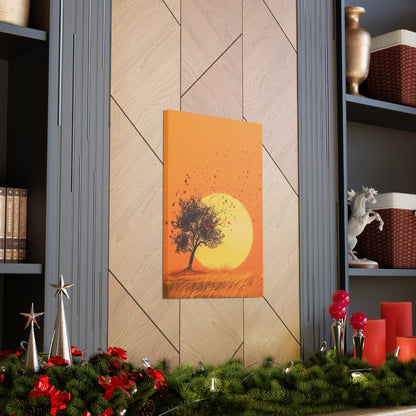 Tree in a Golden Sunset Digital Illustration Canvas Gallery Wraps