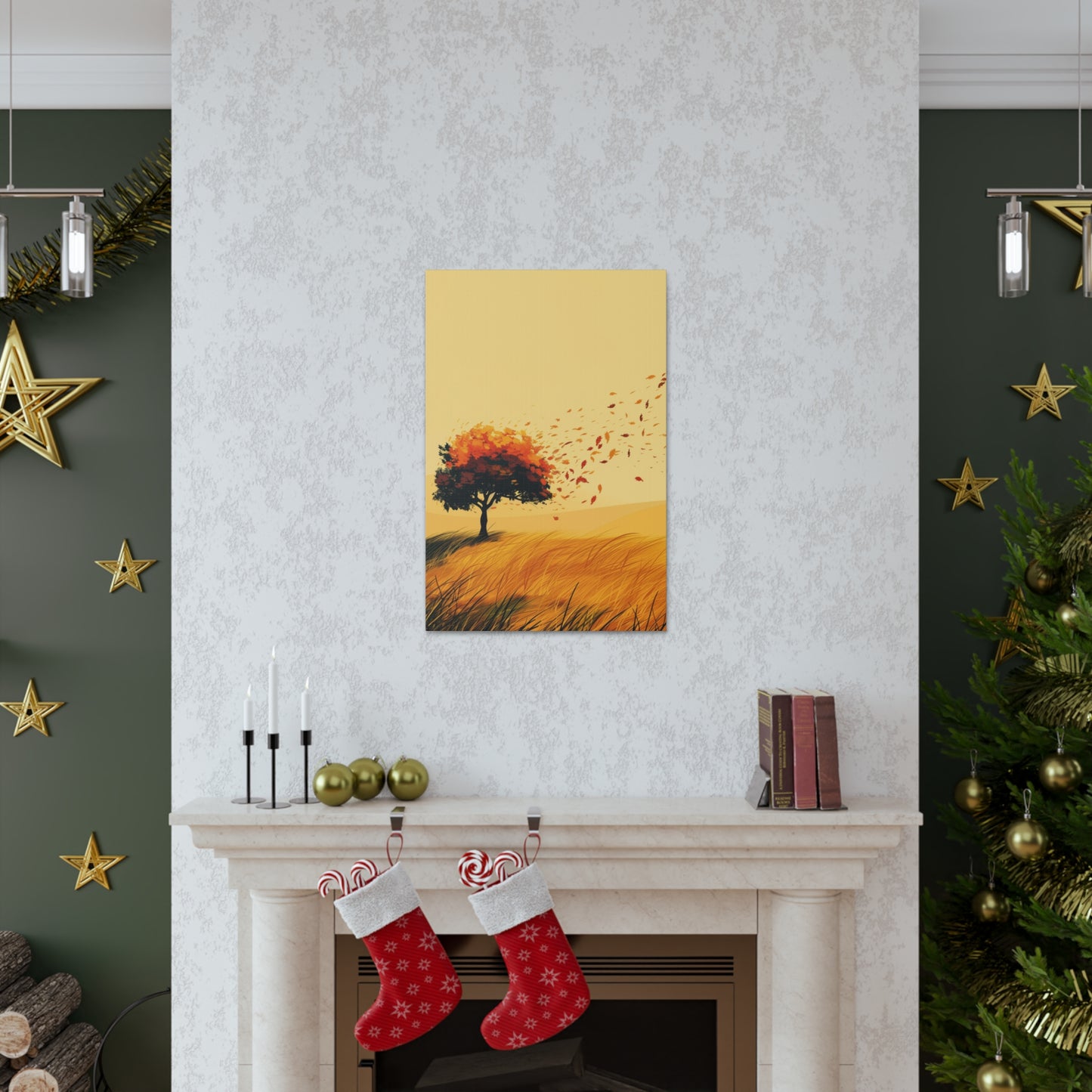 Tree in a Golden Sunset Digital Illustration Canvas Gallery Wraps