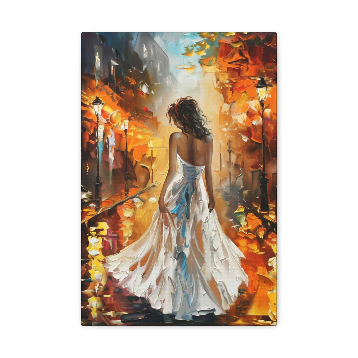 bride walking in the street - Leonid Afremov Style Digital Print Canvas Gallery Wraps